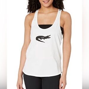 prAna Women's Journeyman Tank Top White Alligator, XL Crocodile Logo Racerback